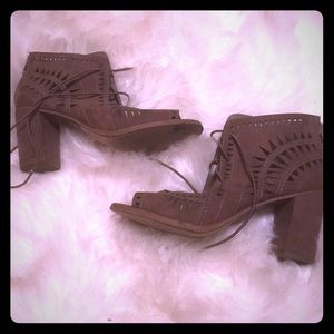 Open toe heel booties